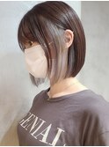 調布レディースショート丸みボブワンカラーショコラグレージュ