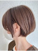 丸みショートボブ顔周りカットレイヤーカット髪質改善縮毛矯正
