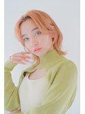前髪なし/丸み外ハネウルフレイヤー/ハイトーンオレンジ