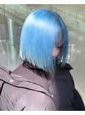 4ネオンカラーターコイズブルーインディゴハイトーンカラーボブ