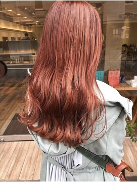 クラップス 杉田店(CLAPS) ロング/ケアブリーチ/オレンジレッド/ツヤ感/透明感/韓国風