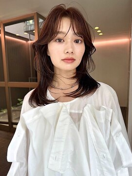 フィルムス 新宿(FILMS) レイヤーカット/デザインカラー/ウェットヘア/オリーブベージュ