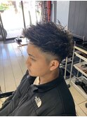 ツイストパーマ ツーブロック刈り上げハイライト