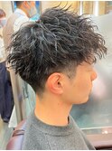 ツイストスパイラルパーマ♪ツーブロマッシュアップバング20代