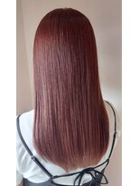 ヘアーデザイン ラクーナ(hair design La cuna) ベリー系カラーの愛されストレートロング☆ピンクブラウン/小顔