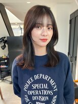 トレス(TRESS)&nbsp;セミロング　顔周りカット　オリーブブラウン　艶髪　原宿表参道