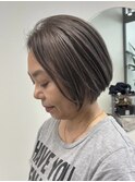 くびれショートボブ40代50代グレイカラー白髪染め白髪ぼかし