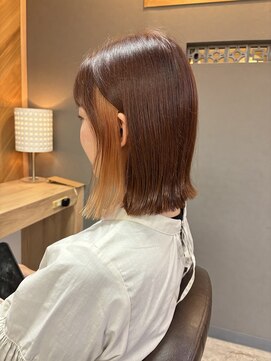 ヘア プロデュース キュオン(hair produce CUEON.) 切りっぱなしボブ×イヤリングカラー