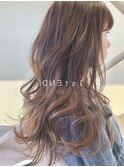 ロングウェーブ　テラコッタ キャラメルベージュ アースカラー