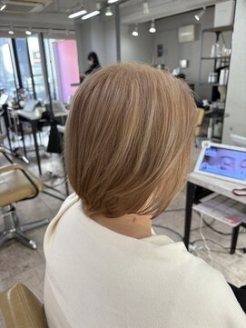 アジールヘア 所沢プロペ通り店(agir hair) ミルクティーベージュ小顔カットワンレンケアブリーチ所沢韓国