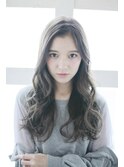 かきあげバング/グレージュ/ミックス巻き[横浜]