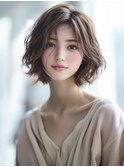 ☆ダークパープルナチュラルショートミルクブラウン髪質改善ボブ