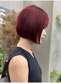 【GEEKS渋谷】ミニボブ/チェリーレッド/暖色系/夏ヘア/20代30代