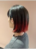 ボブとの相性ぴったり☆表面に動く韓国風赤オレンジダブルカラー