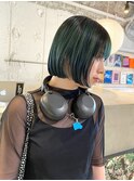 デザインカラーコントラストハイライト切りっぱなしボブ