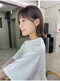 小顔大人ボブ暗めカラーミディアムデザインカラー