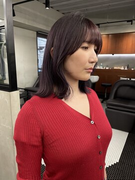 ニコ トウキョウ 渋谷(nico TOKYO) ダブルカラーチェリーレッドピンクブラウン韓国レイヤーロング