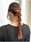 ヘアアレンジ ローポニー 編みおろし 結婚式 二次会 同窓会 20代