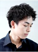 原宿メンズパーマルーズショートアクティブショートツイスパ緩め