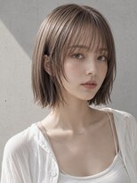 ヴェイン 渋谷(vain)&nbsp;レイヤーボブ シースルーバング 艶髪 ミルクティグレージュ