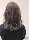 ミディアムレイヤーチェリーブラウンデジタルパーマミニウルフ