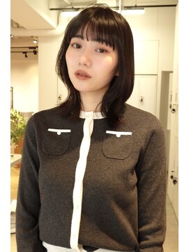 ケーツー 谷町(K-two) 顔まわりレイヤー*前髪カット*ワイドバング*ミディアムヘア