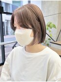 顎ラインボブ オリーブベージュ カラー 韓国 髪質改善 仙台
