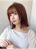 ミディアムウルフ/ひし形シルエット/ひし形ボブ/ワンカールボブ