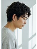 ニュアンスパーマツヤ髪スタイルセンターパート