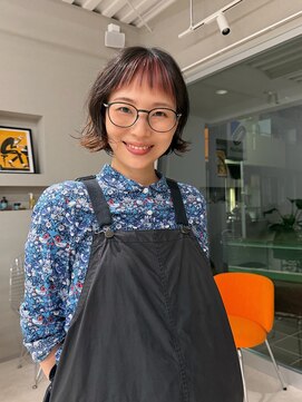 抜け感が可愛い＊オン眉ブリーチボブ/茅ヶ崎