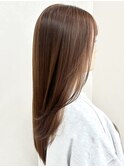 柔らかミルクティーベージュ×韓国風ロング