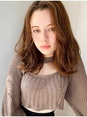 【山田】ミルクティーベージュクアンク外国人風セミディ