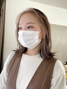 サンク 原宿 表参道(cinq) 前髪インナーカラーフェイスフレーミングミルクティーベージュ