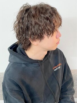 ラギッド 大野城店(RUGGED) 波巻きパーマ ウルフマッシュ ベージュカラー ミディアムヘア