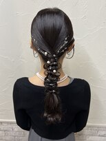 編み下ろしパーティヘアセット結婚式青山エジリ