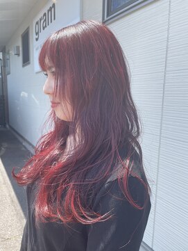 グラム 岡崎北店(gram) ブリーチ無しのチェリーレッド