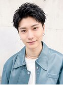 ツーブロックアップバングワイルドビジネスアッシュ眉カット