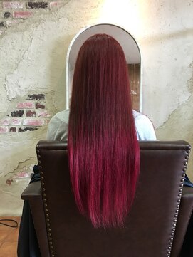 ウォンカヘアー(WONKA hair) ピンク×レッドのグラデーションMIX