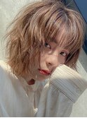 軽めな切りっぱなしボブにパーマでデザイン！