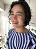 黒髪ボブパーマ