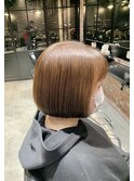 20代30代ミニボブココアブラウン小顔美肌ストレート丸み