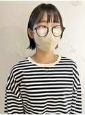 "久保田"切りっぱなしボブ大人ボブ小顔ボブオリーブベージュ