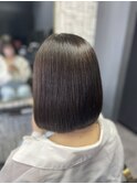 30代40代大人可愛い森ガール風小顔ワンサイドショートボブ