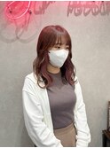 ピンクベージュイヤリングカラーケアブリーチ暖色カラー赤羽