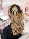 あみかちゅ×髪の毛リボンハーフツイン