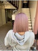 ピンクアッシュ×切りっぱなしボブ