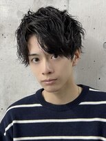 フイ 新宿3丁目(Hui)&nbsp;フェザーパーマ/グレーブルーカラー/刈り上げショートパンク