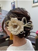 成人式・卒業式華やかヘアセット◎ルーズ編み込みアップゆるふわ