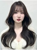 顔まわりレイヤー 艶カラー 暗髪 韓国風 髪質改善 福岡美容室