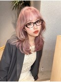 【KASUMI天神美容室】ホワイトピンク×ミディアムレイヤー